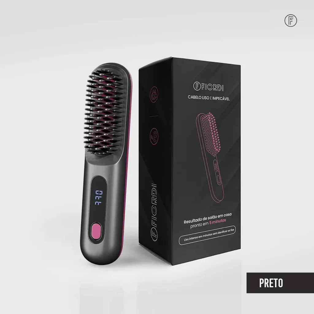 AuraLiss Pro® escova alisadora portátil sem fio com carregamento USB-C
